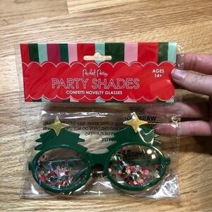 Packed Party Christmas Tree Confetti Glasses NEW Green Novelty